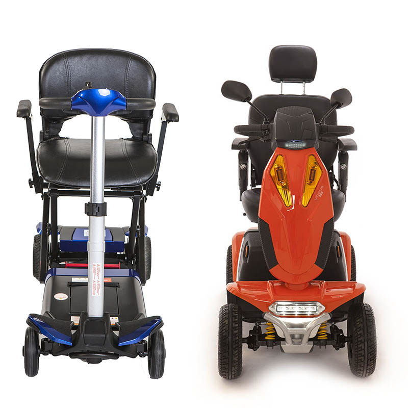 Two mobility scooters side by side